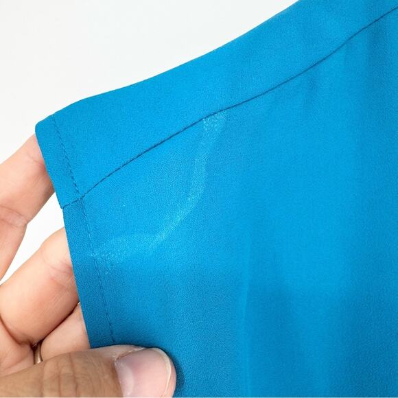 NWT* Ann Taylor Pleated Belted Button Front Cap Sleeve Dress Royal Blue Size 18 - Picture 8 of 15